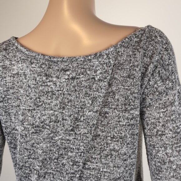 West Girls Slouchy Split Back Knit Top Heathered Long Sleeve Layered Sweater - Picture 8 of 12